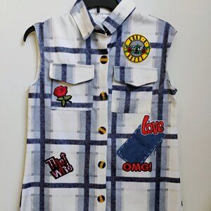 Ladies small/medium sleeveless flannel button down